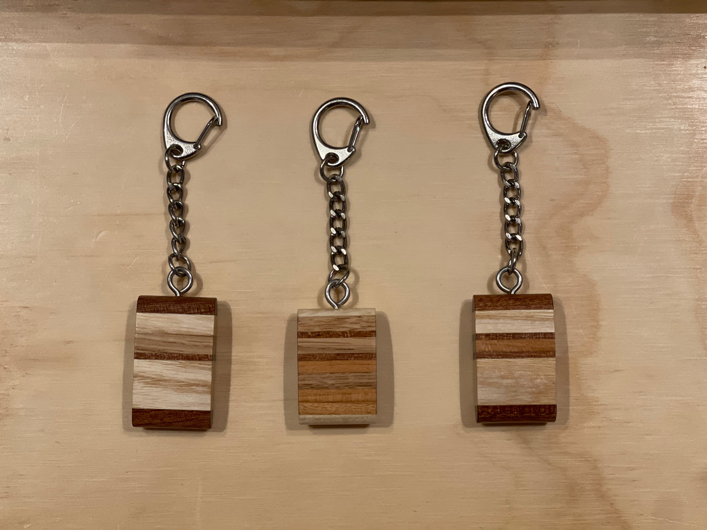 Wooden Pebble Keyrings