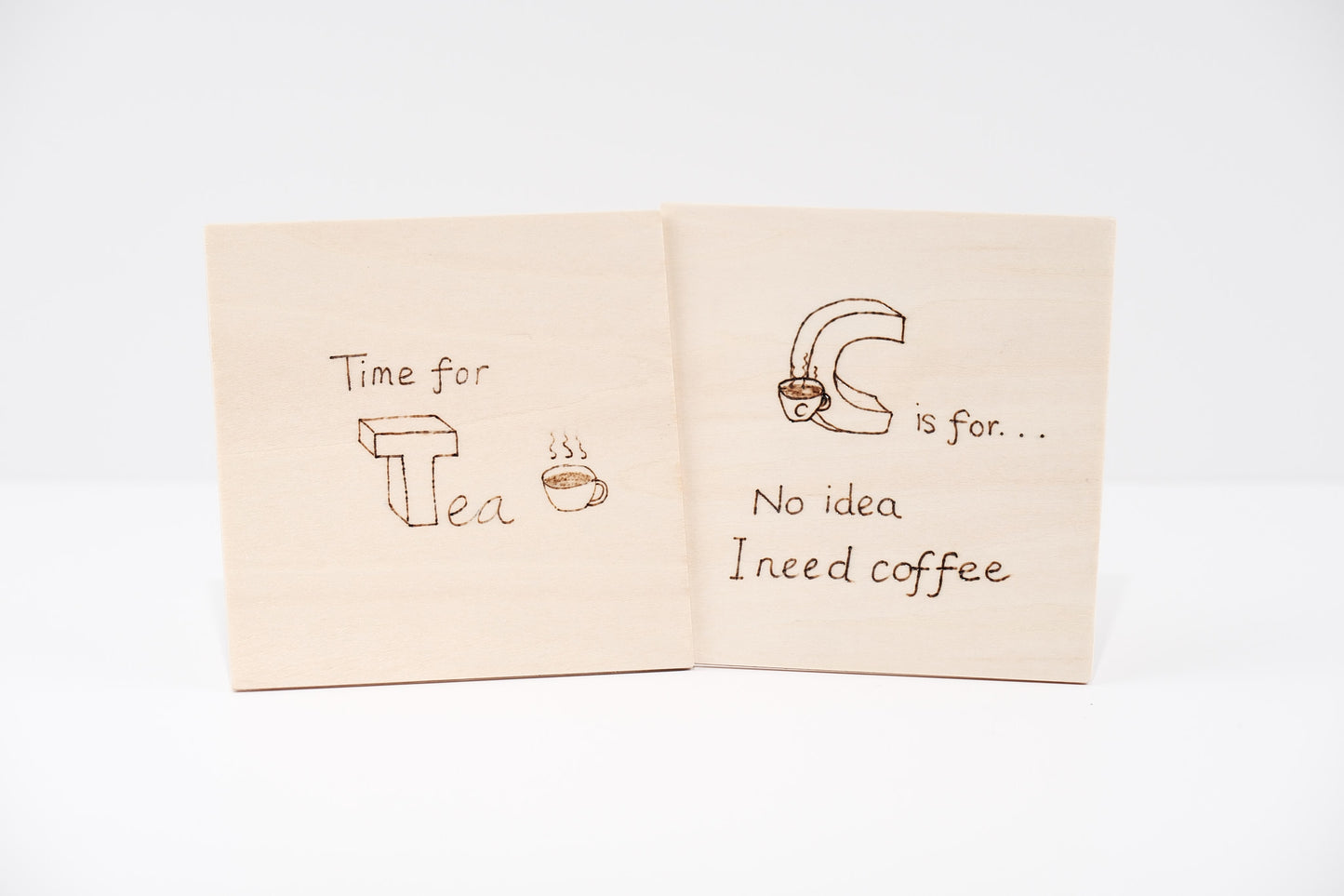 Tea and Coffee coaster pair