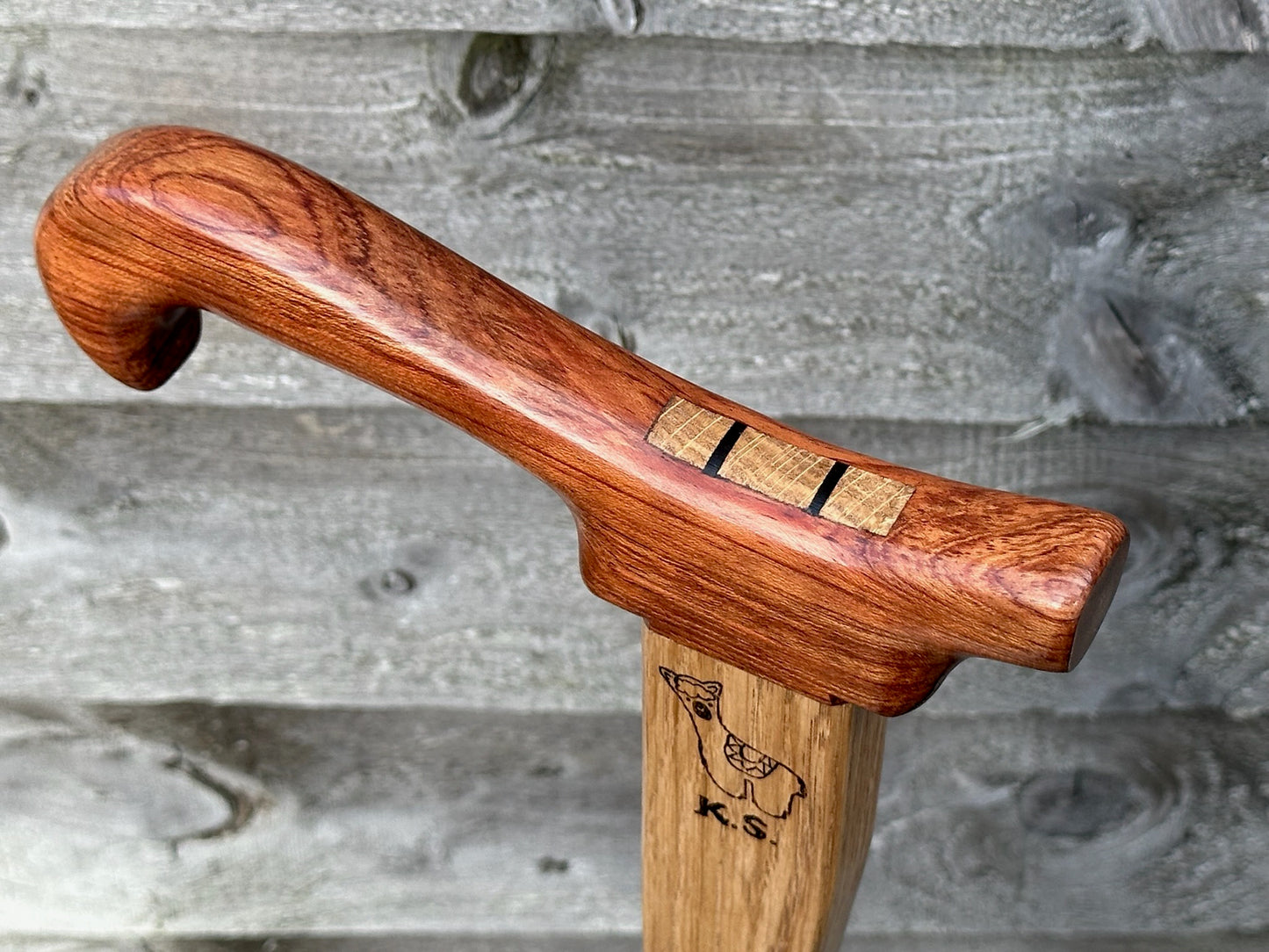 Solid Oak hand carved walking stick
