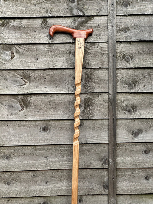 Solid Oak hand carved walking stick